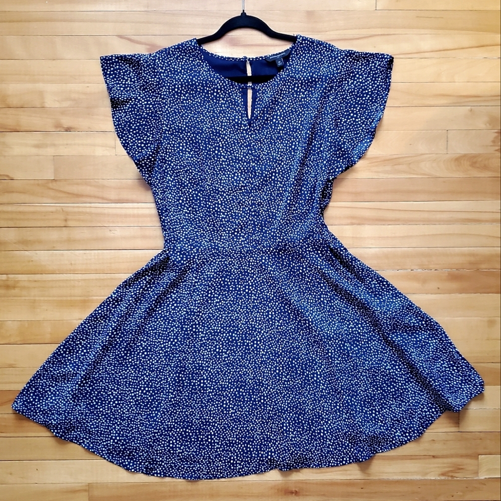 Banana Republic Navy Spotted Flutter Dress